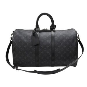 LOUIS VUITTON Eclipse Black Keepall Bandouliere Boston Bag black